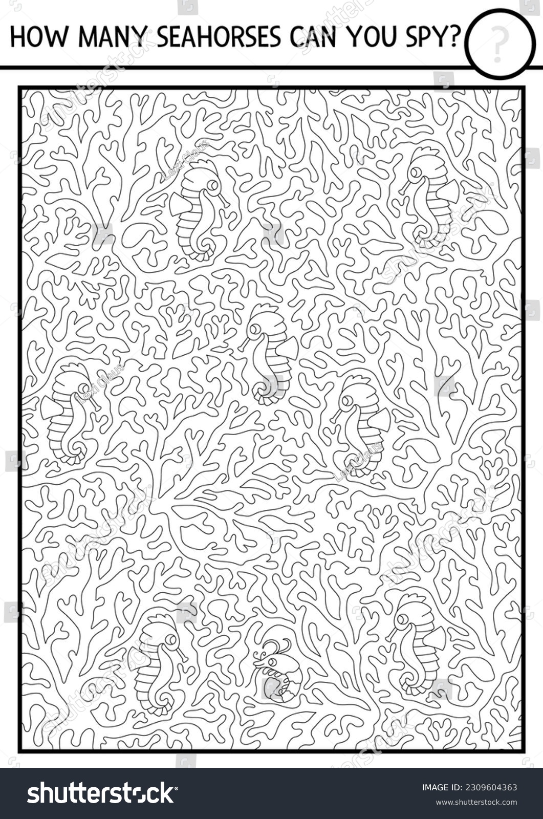 Vector black and white under the sea searching - Royalty Free Stock ...