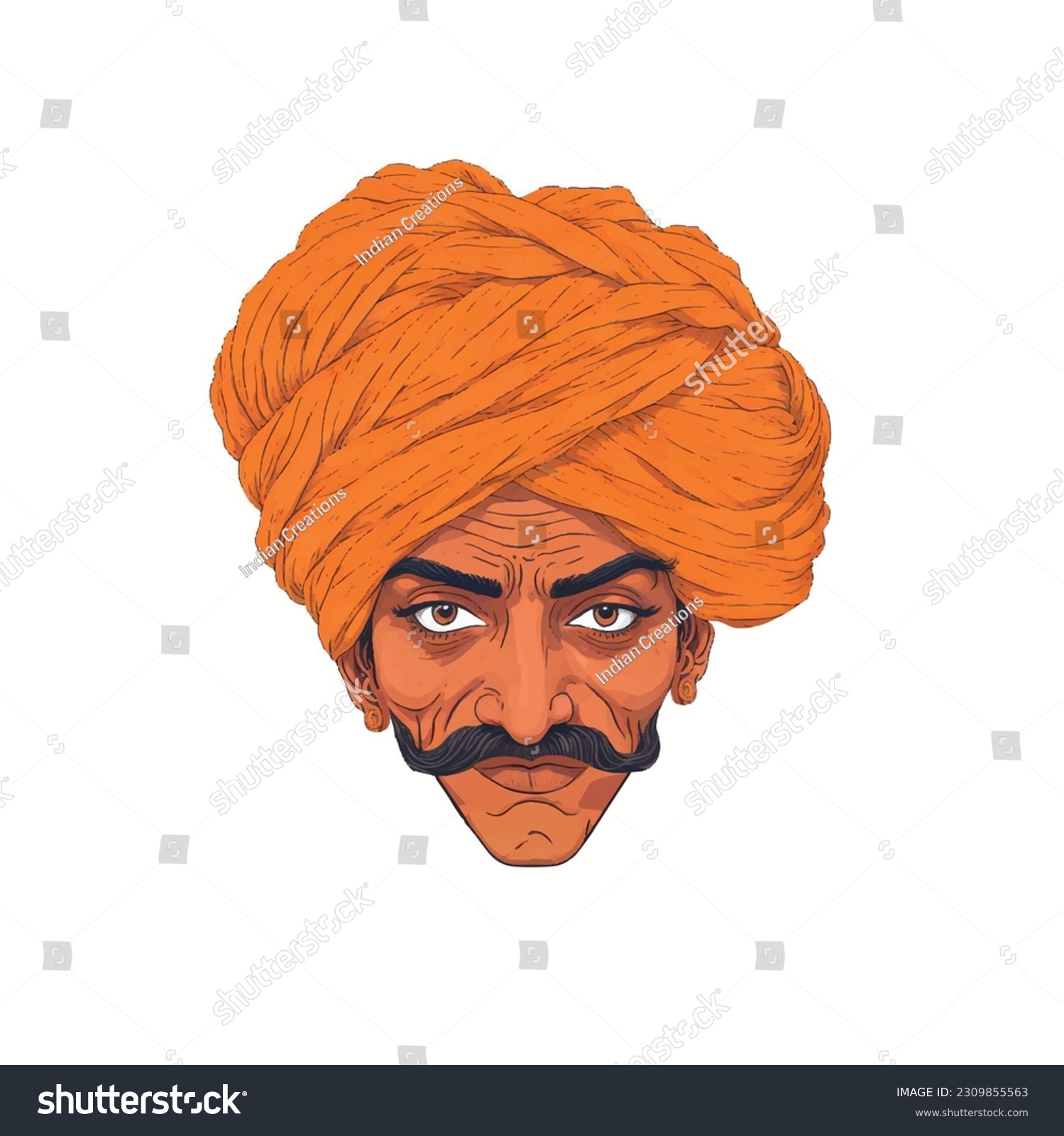 Face of Rajasthani old Man on White Background. - Royalty Free Stock ...