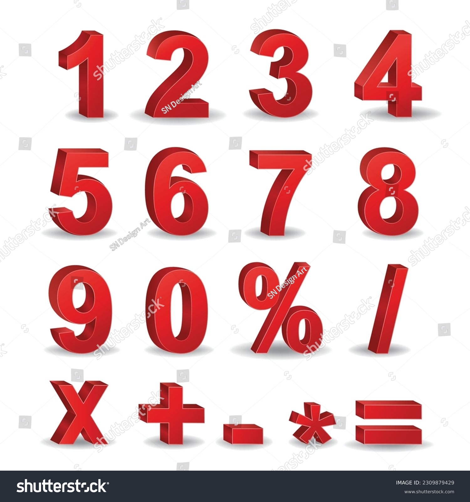 3D Vector Red Color Numeral Alphabet , 1,2,3,4,5 - Royalty Free Stock ...