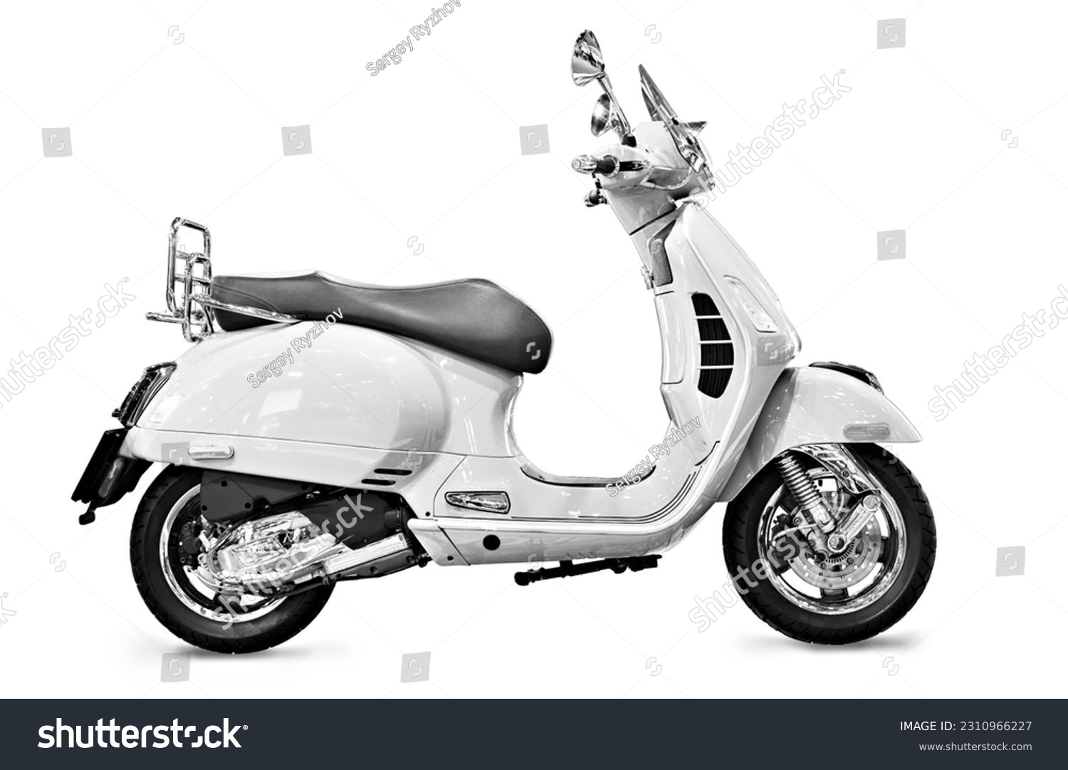 Retro motor scooter isolated white background #2310966227