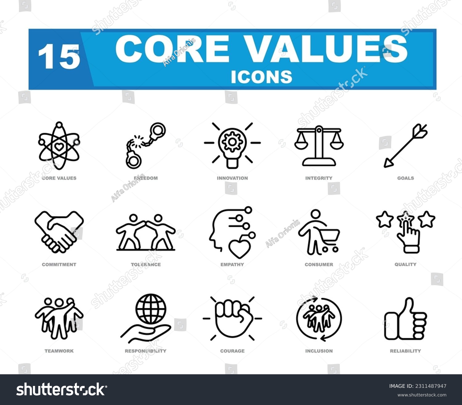 The Core Values vector icon set visually - Royalty Free Stock Vector ...