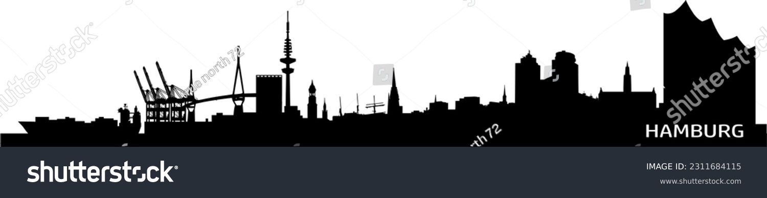 Vector Silhouette - Skyline Hamburg City - Royalty Free Stock Vector ...