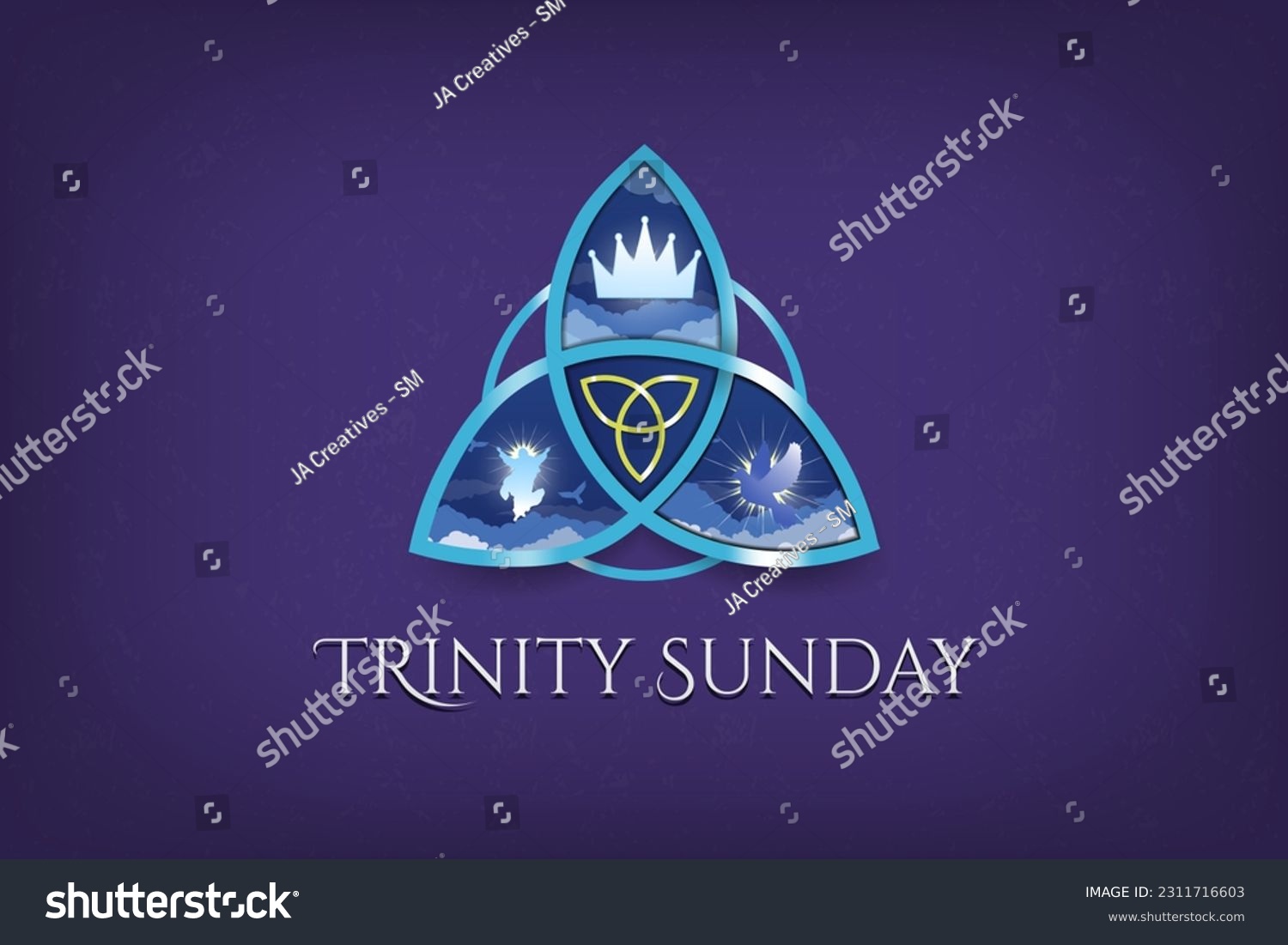 Trinity Sunday Banner. Religious trinity, crown, - Royalty Free Stock ...