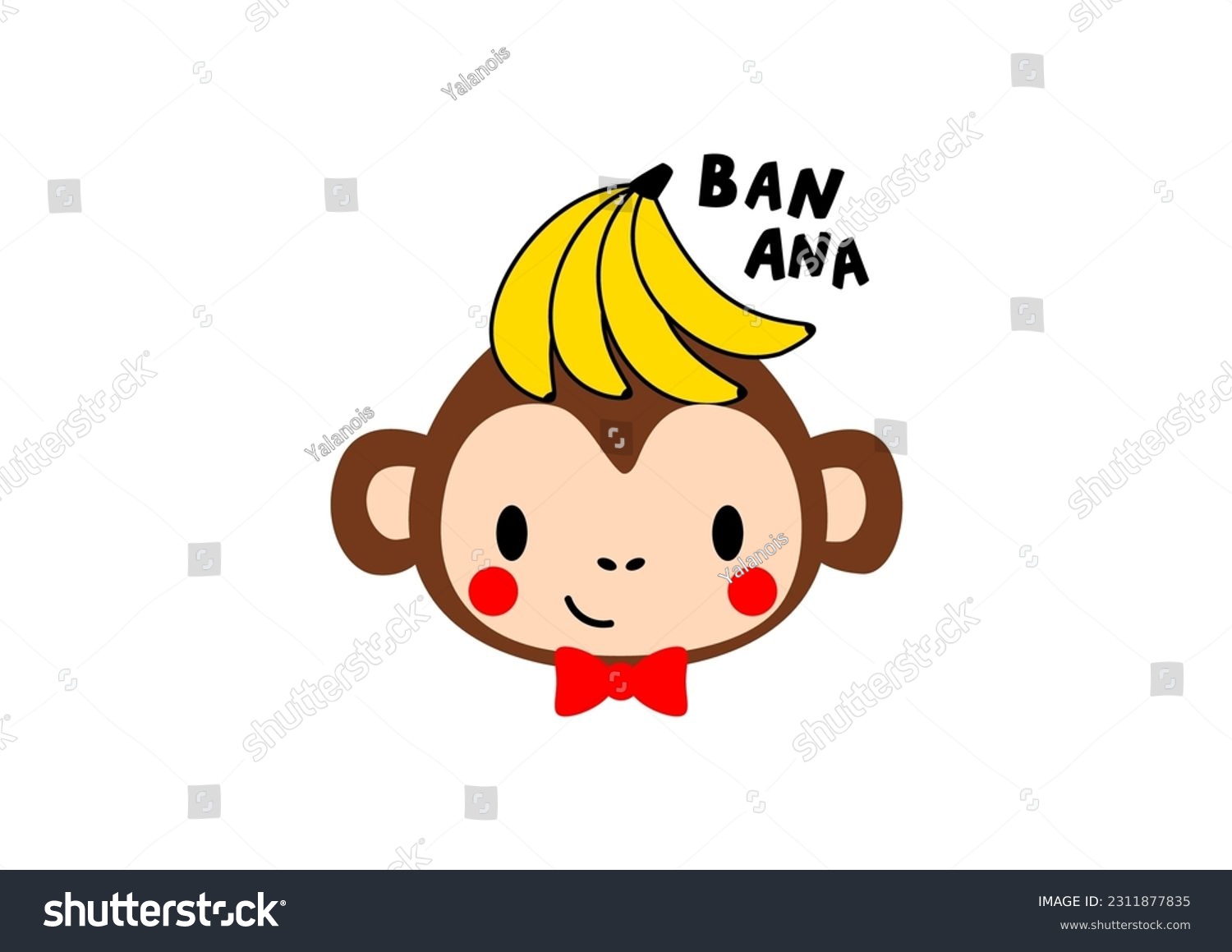 cute monkey banana vector illustration for kids - Royalty Free Stock ...