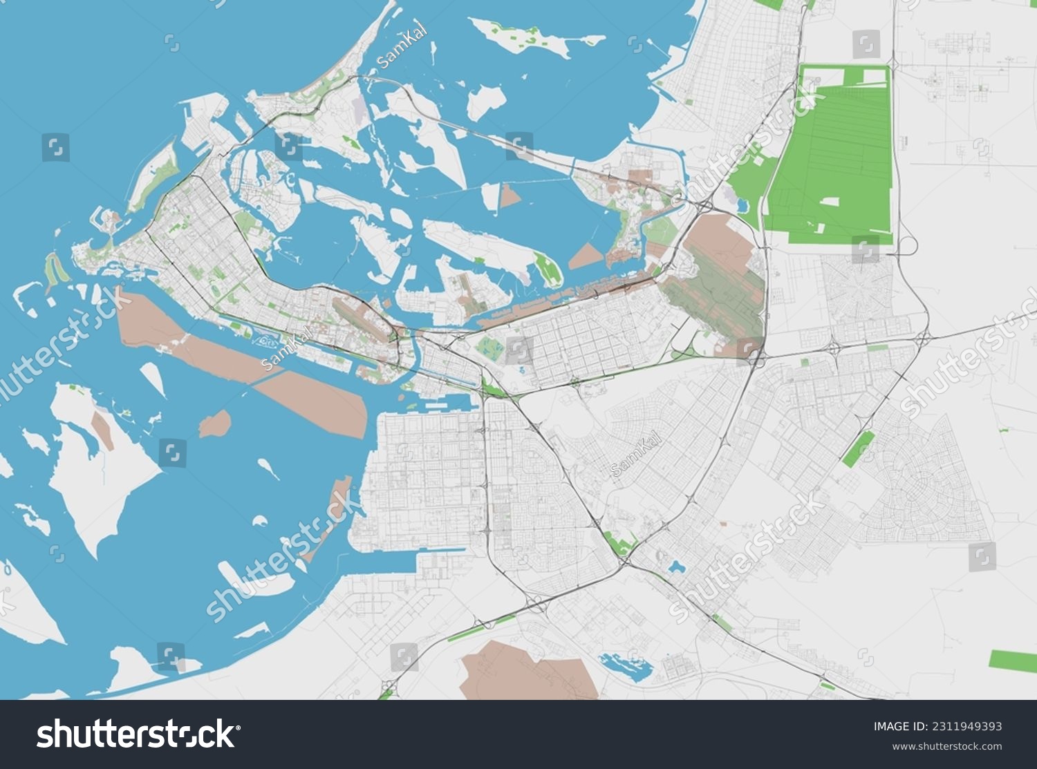 Detailed vector map of Abu Dhabi, United Arab - Royalty Free Stock ...