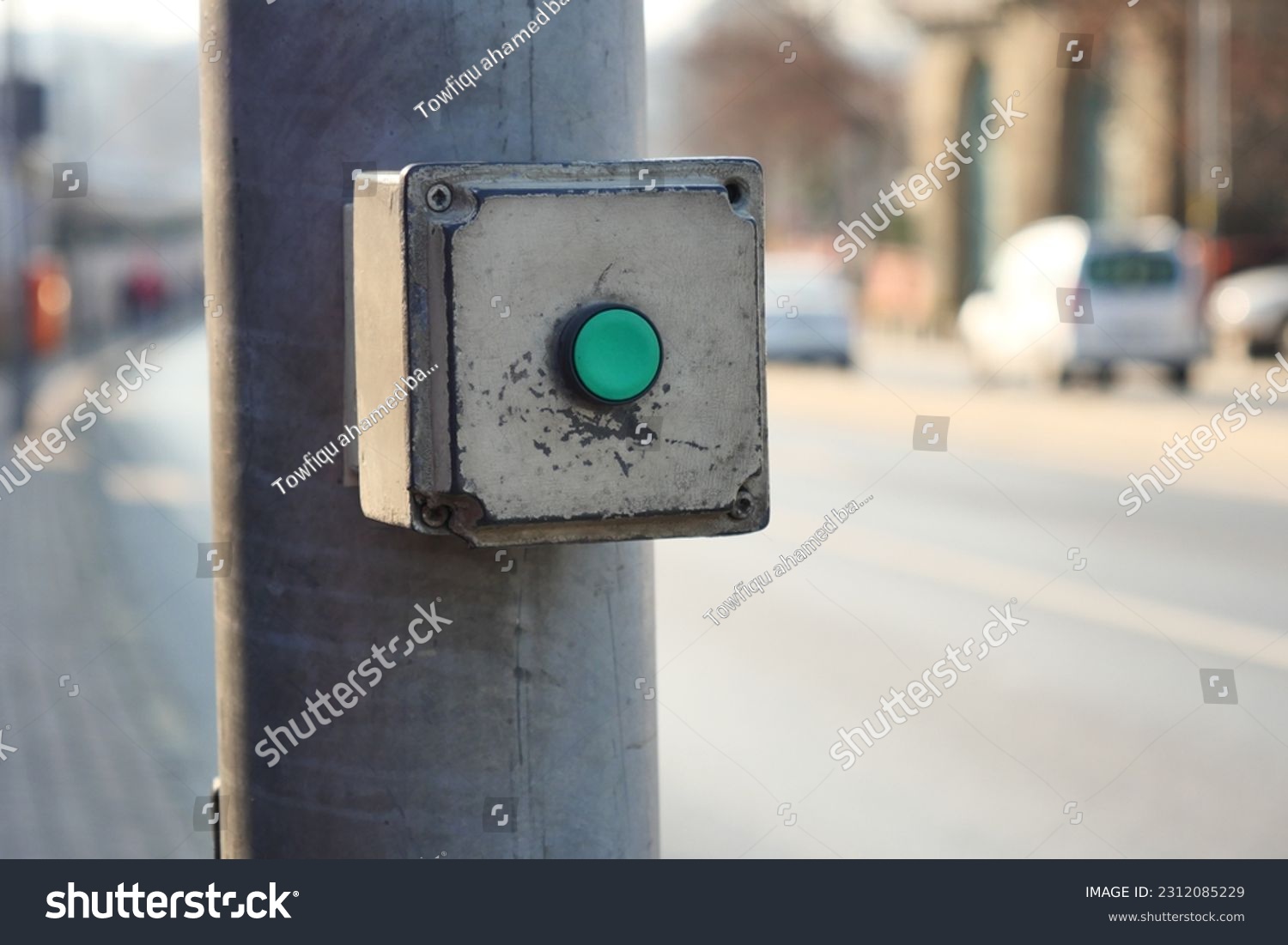 close up of crossing signal button in singapore  #2312085229