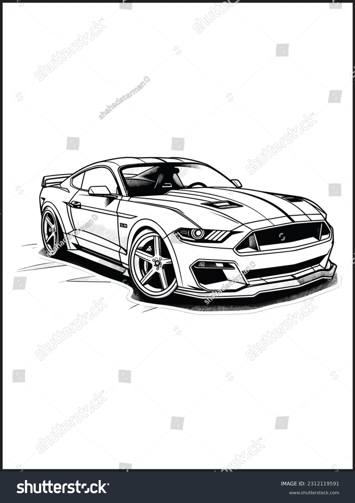 Car in front of road Coloring page, Car Coloring - Royalty Free Stock ...