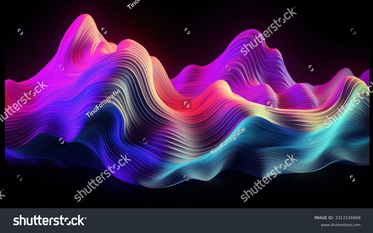 Holographic Neon Fluid Waves. High quality photo #2312126869
