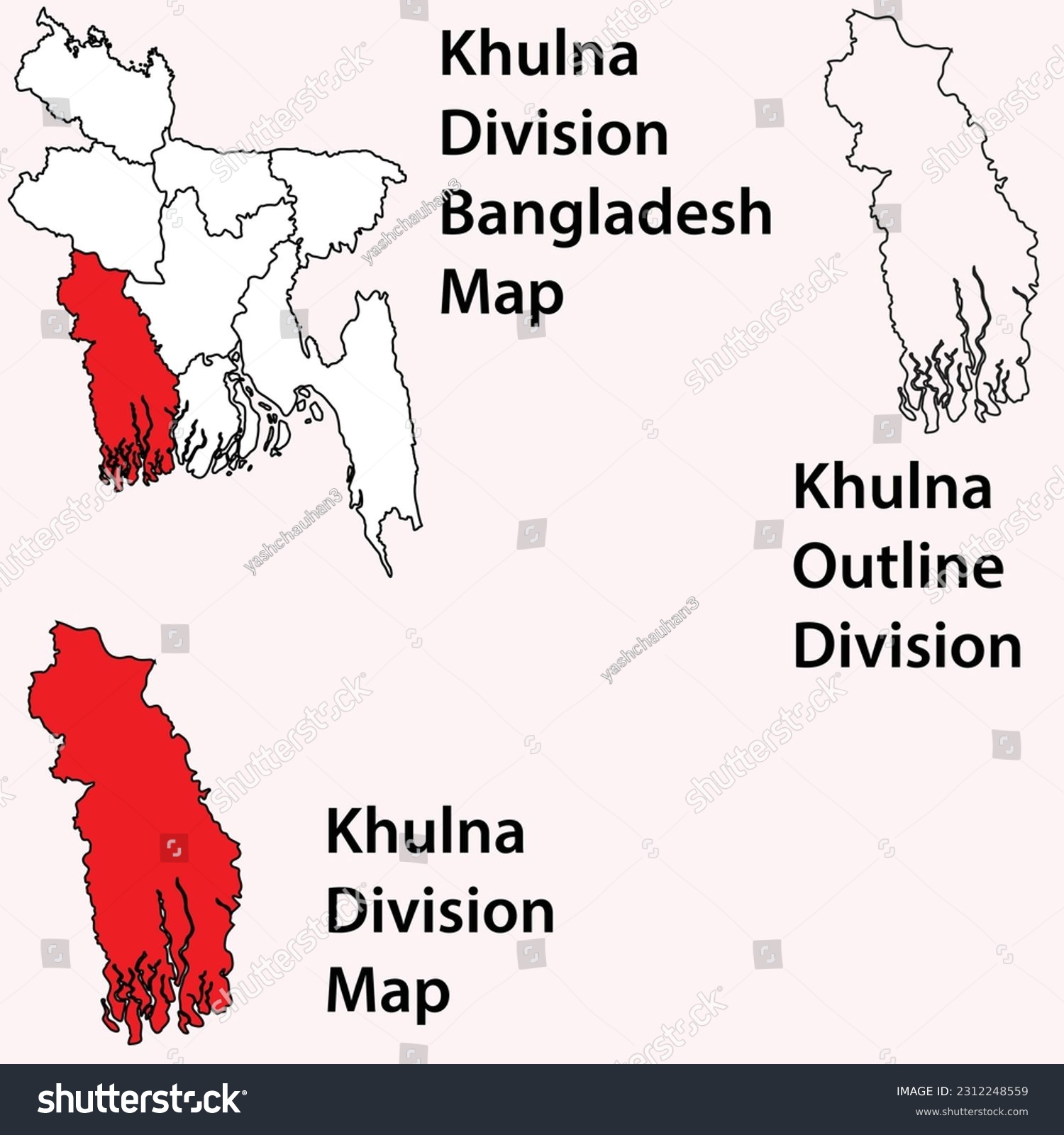 Khulna vector map of Bangladesh, Khulna line - Royalty Free Stock ...