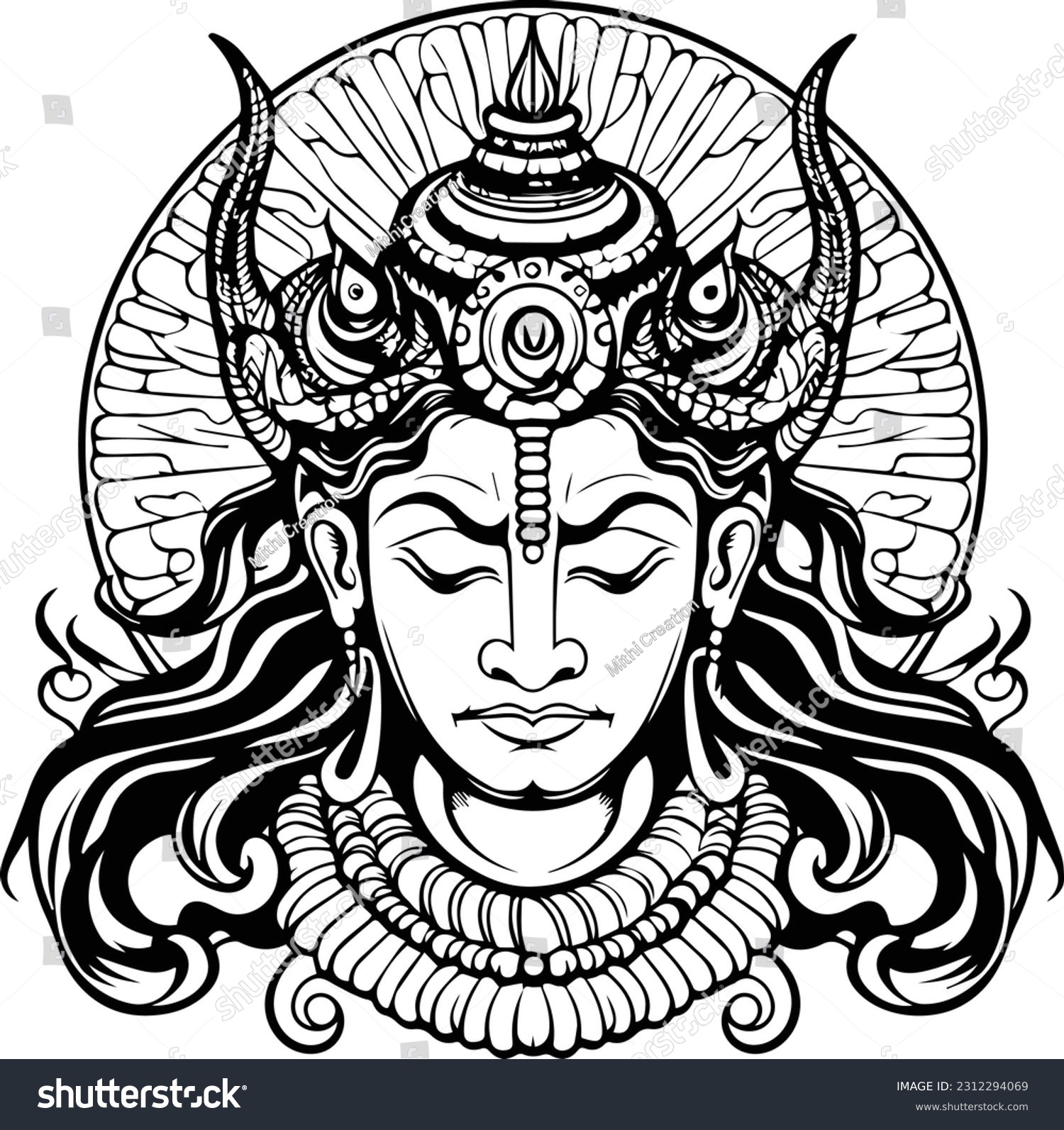 Hindu lord shiva mahakaal black and white images - Royalty Free Stock ...