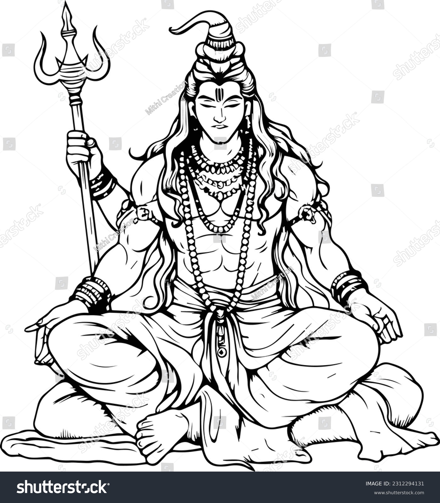 Hindu lord shiva mahakaal black and white images - Royalty Free Stock ...