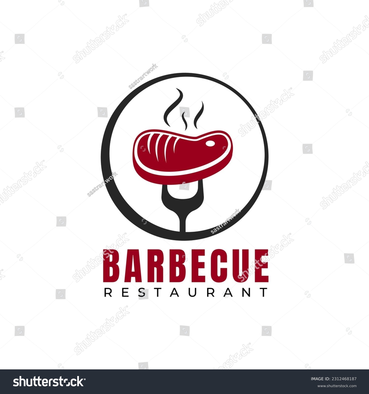 Barbecue, Barbeque, Bbq, Steak Logo Vector - Royalty Free Stock Vector 