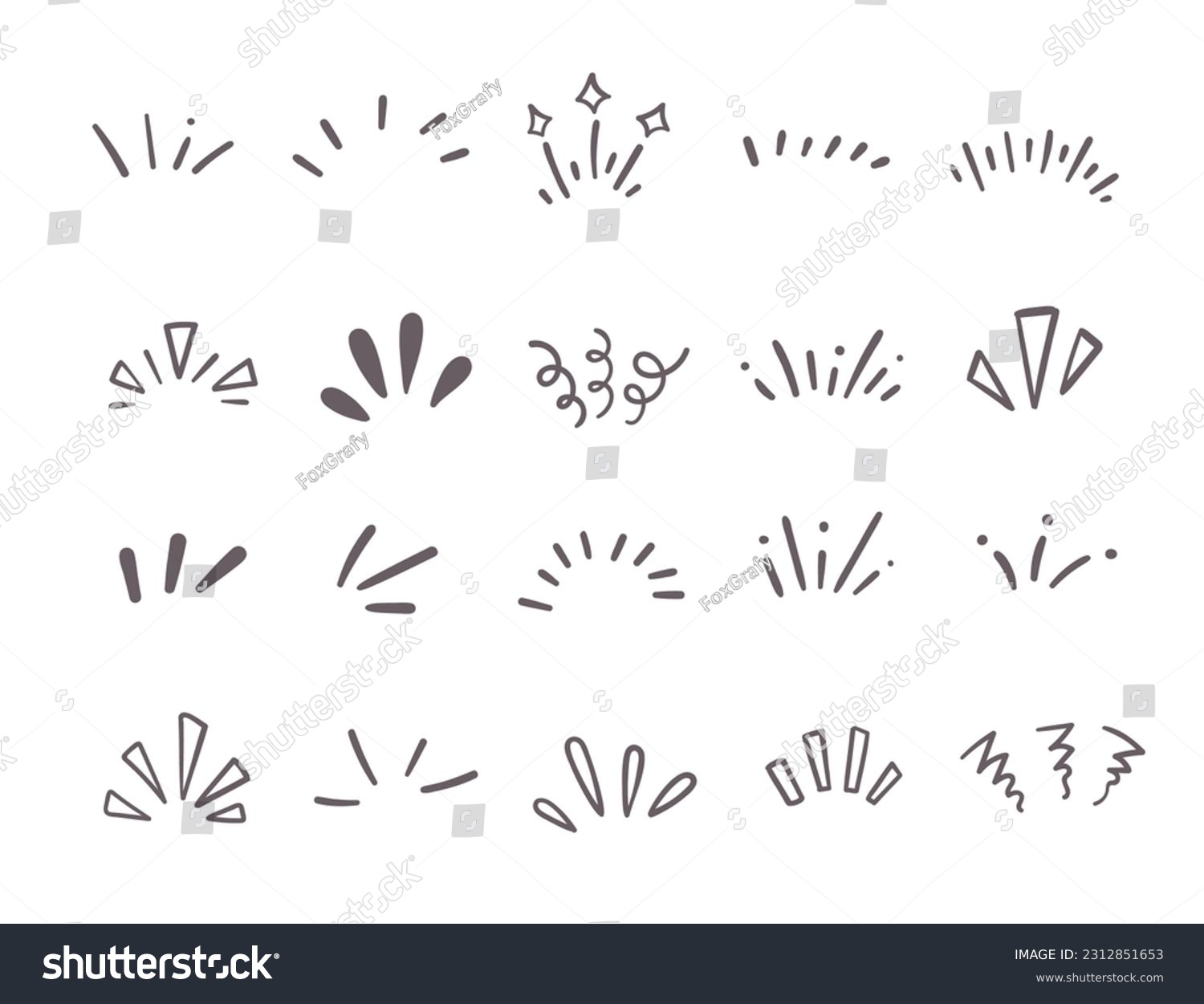 hand drawn cute curly lines expression cartoon movement #2312851653