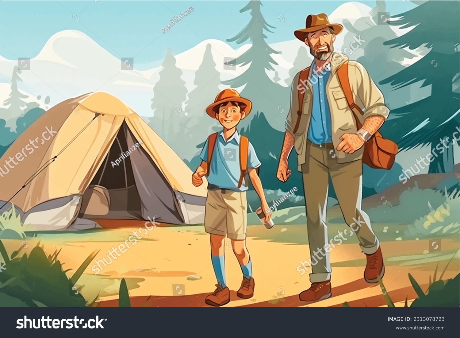 Into the Wild: A Memorable Father-Son Outdoor - Royalty Free Stock ...