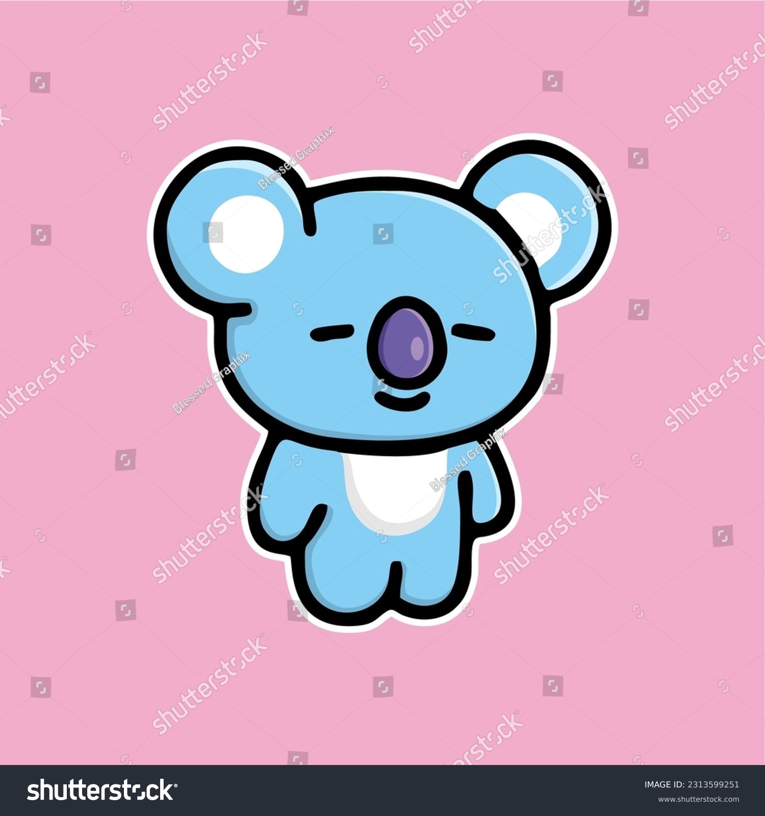 Koya Cute Bt21 Big Set Sticker Concept Vector - Royalty Free Stock 