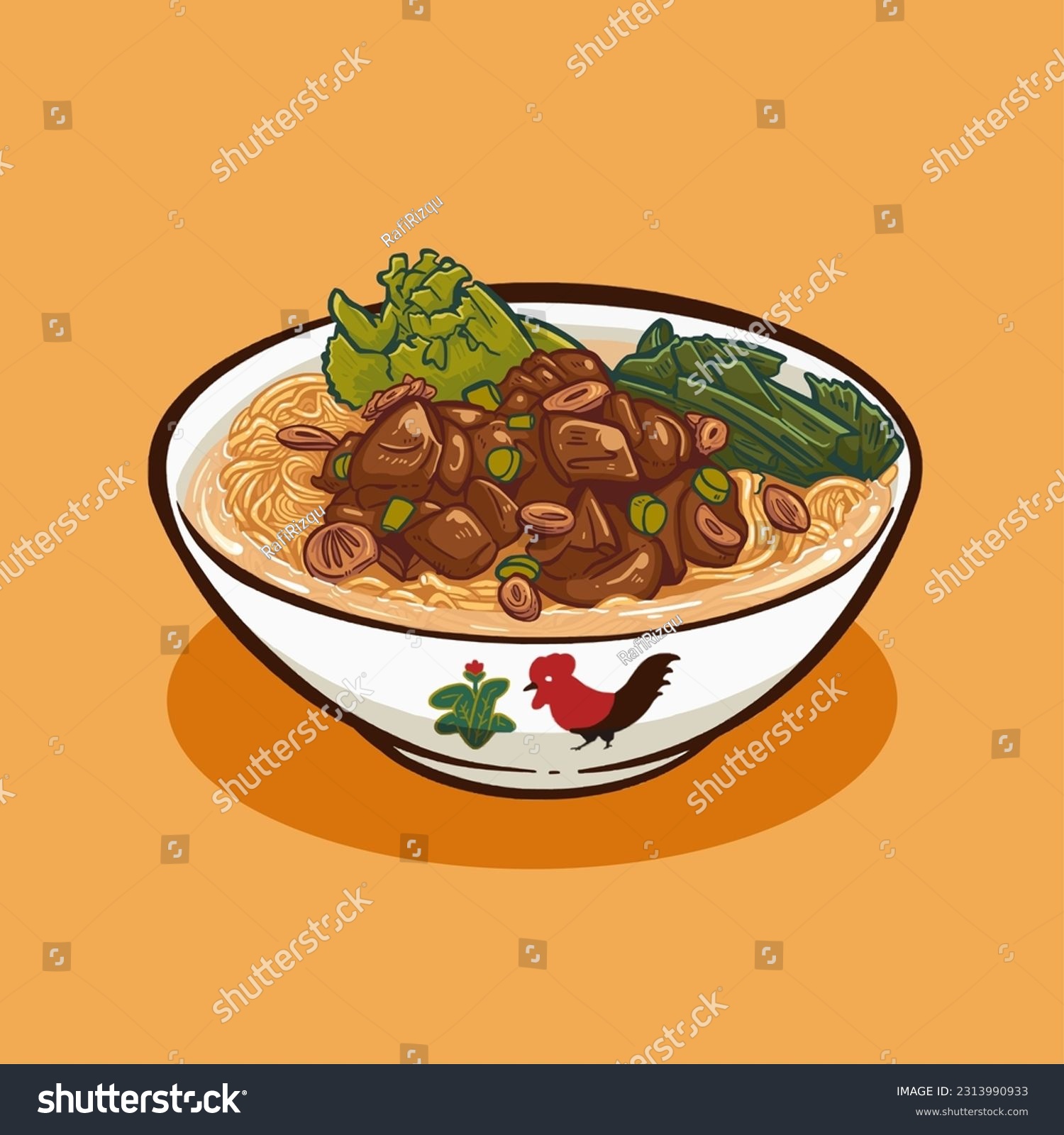 Digital Vector Illustration Of Mie Ayam Or Royalty Free Stock Vector