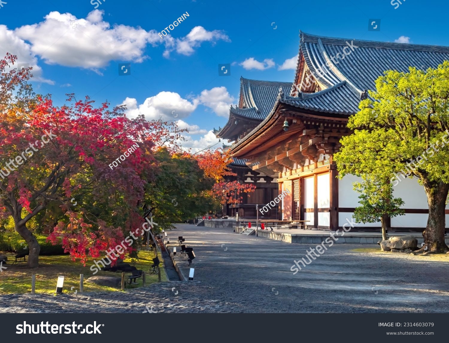Landmarks Japan. Architecture of kyoto. Ancient buildings in buddhist style. Japanese temples with blue sky. National landmarks of Japan. Kyoto in sunny weather. Excursions in kyoto. Travel in Japan #2314603079