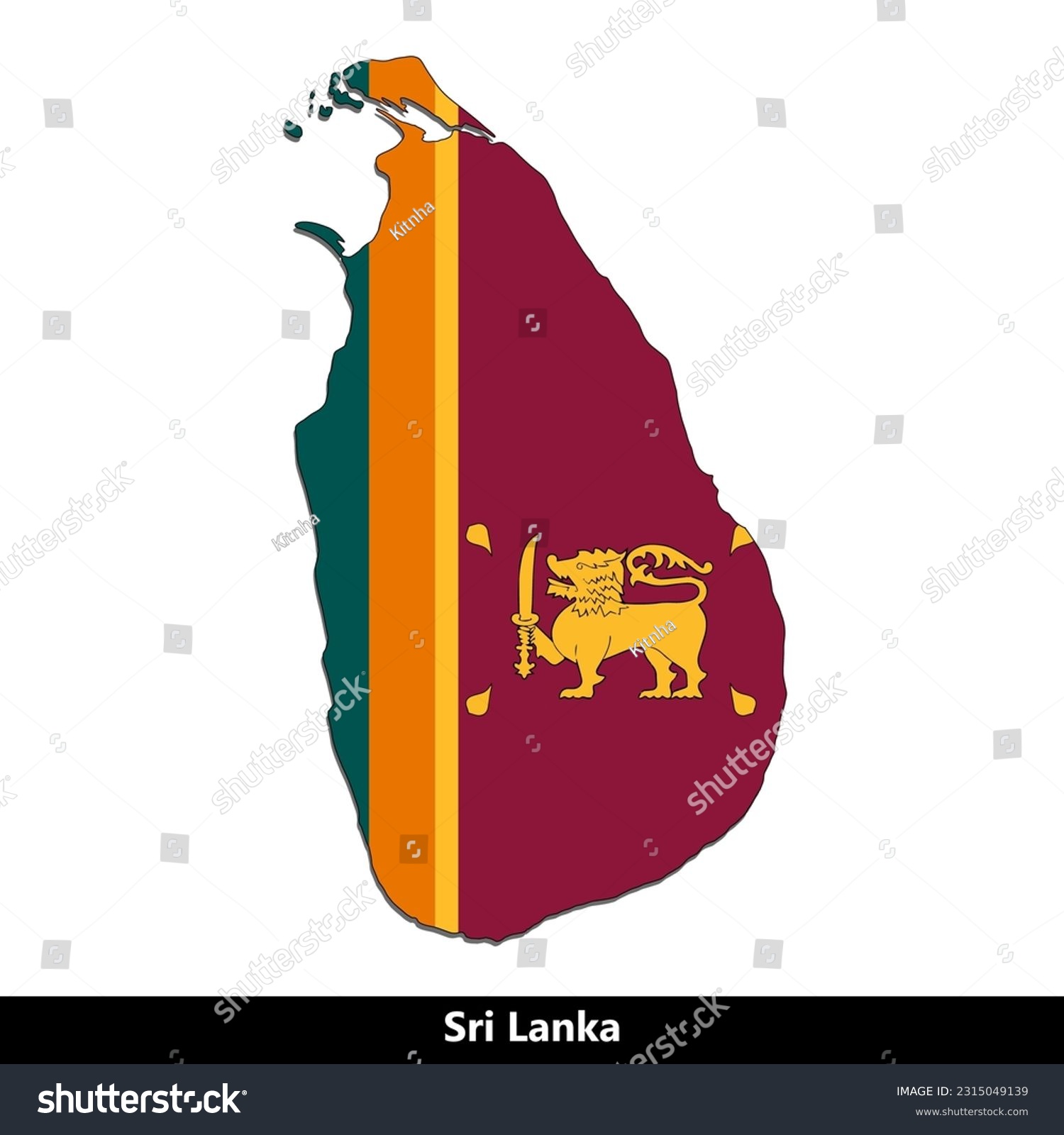 Sri Lanka Country - Flag Map - Royalty Free Stock Vector 2315049139 ...