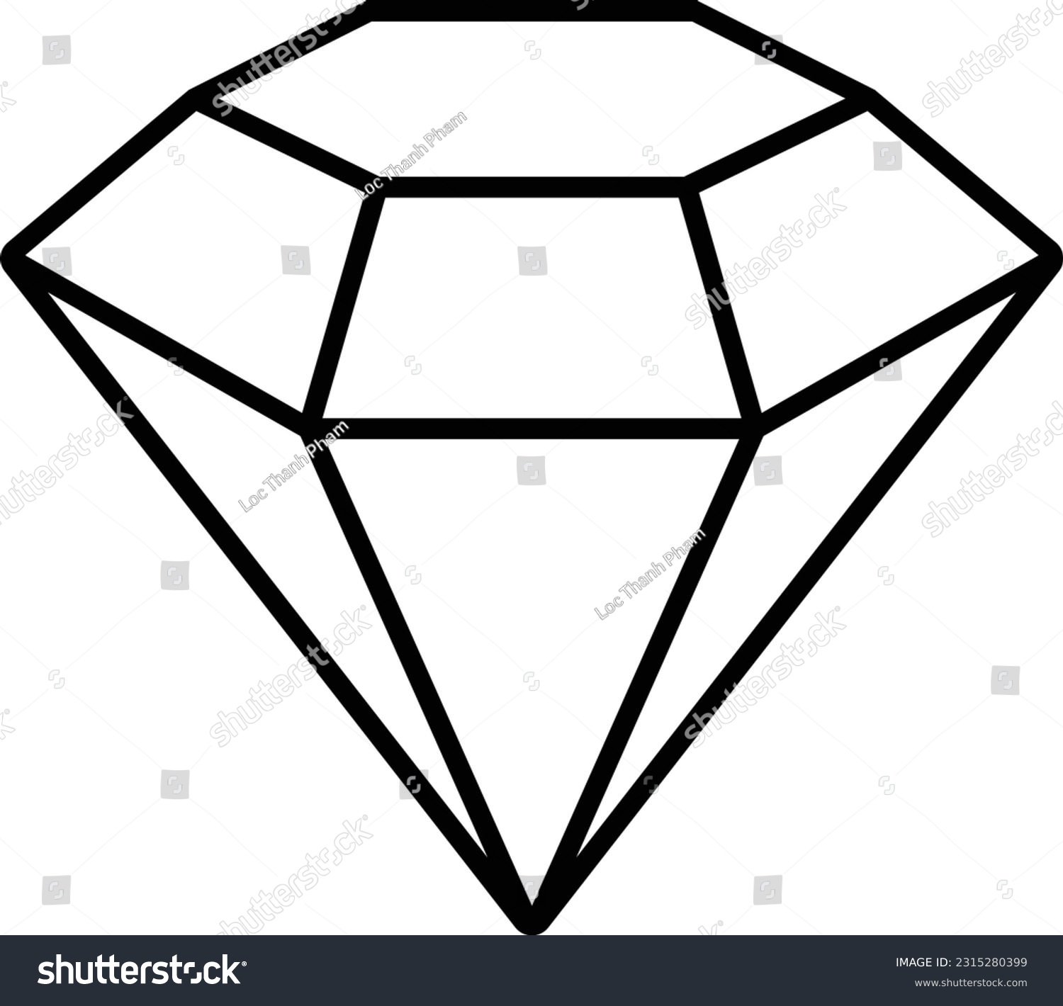 brilliant diamond jewel gem rich Outline - Royalty Free Stock Vector ...