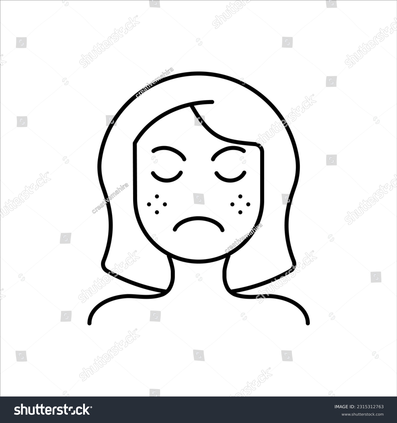 Vector Black Icon For Ugly Face Royalty Free Stock Vector 2315312763