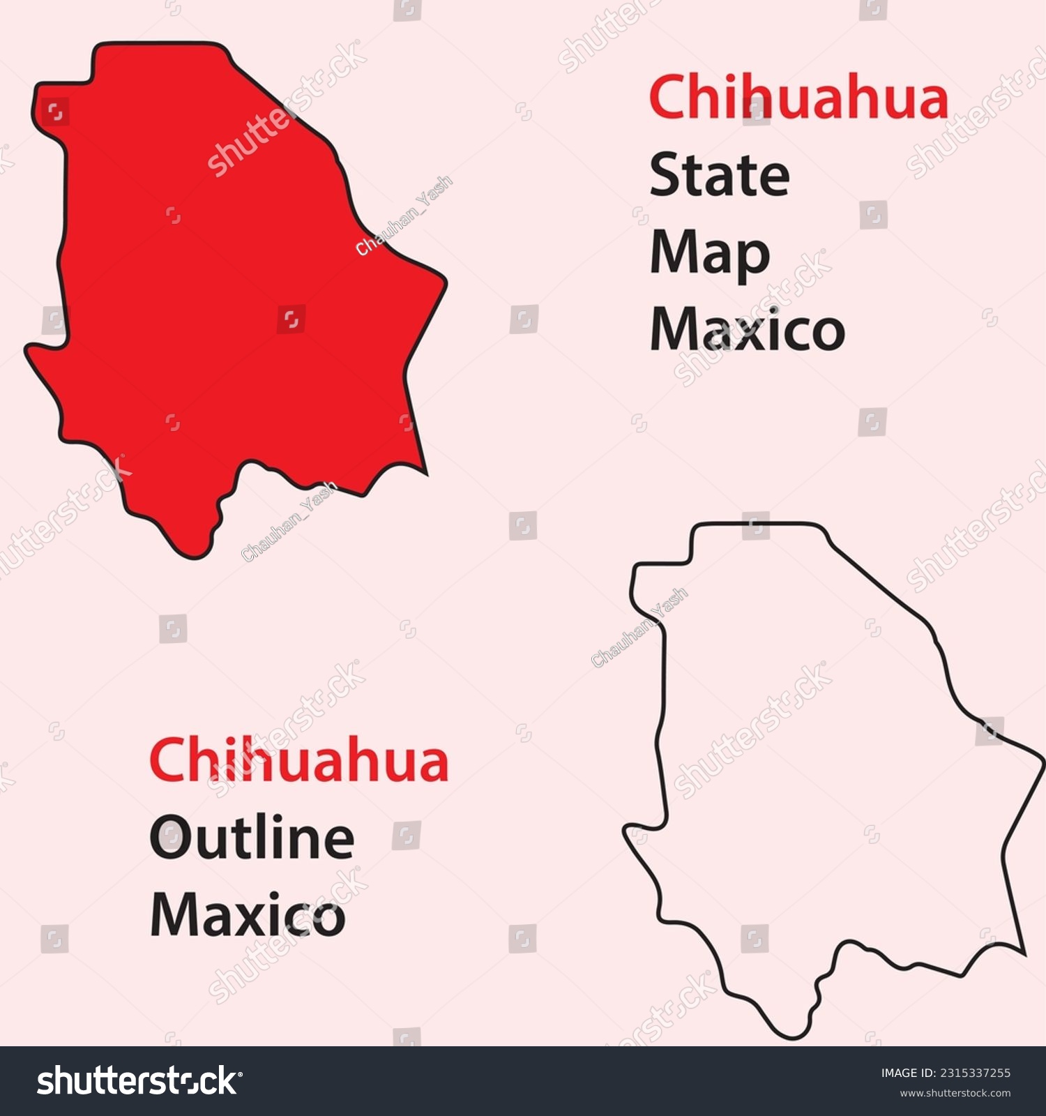 Chihuahua state map of Mexico - Royalty Free Stock Vector 2315337255 ...