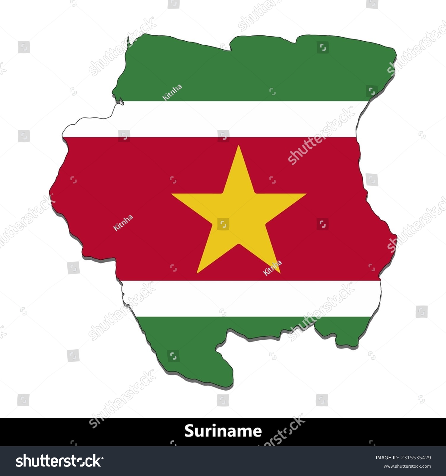 Suriname Country - Flag Map - Royalty Free Stock Vector 2315535429 ...