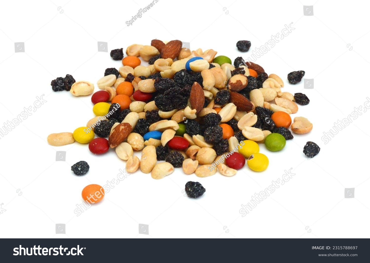 Mix nuts, dry fruits and grapes on a white background #2315788697
