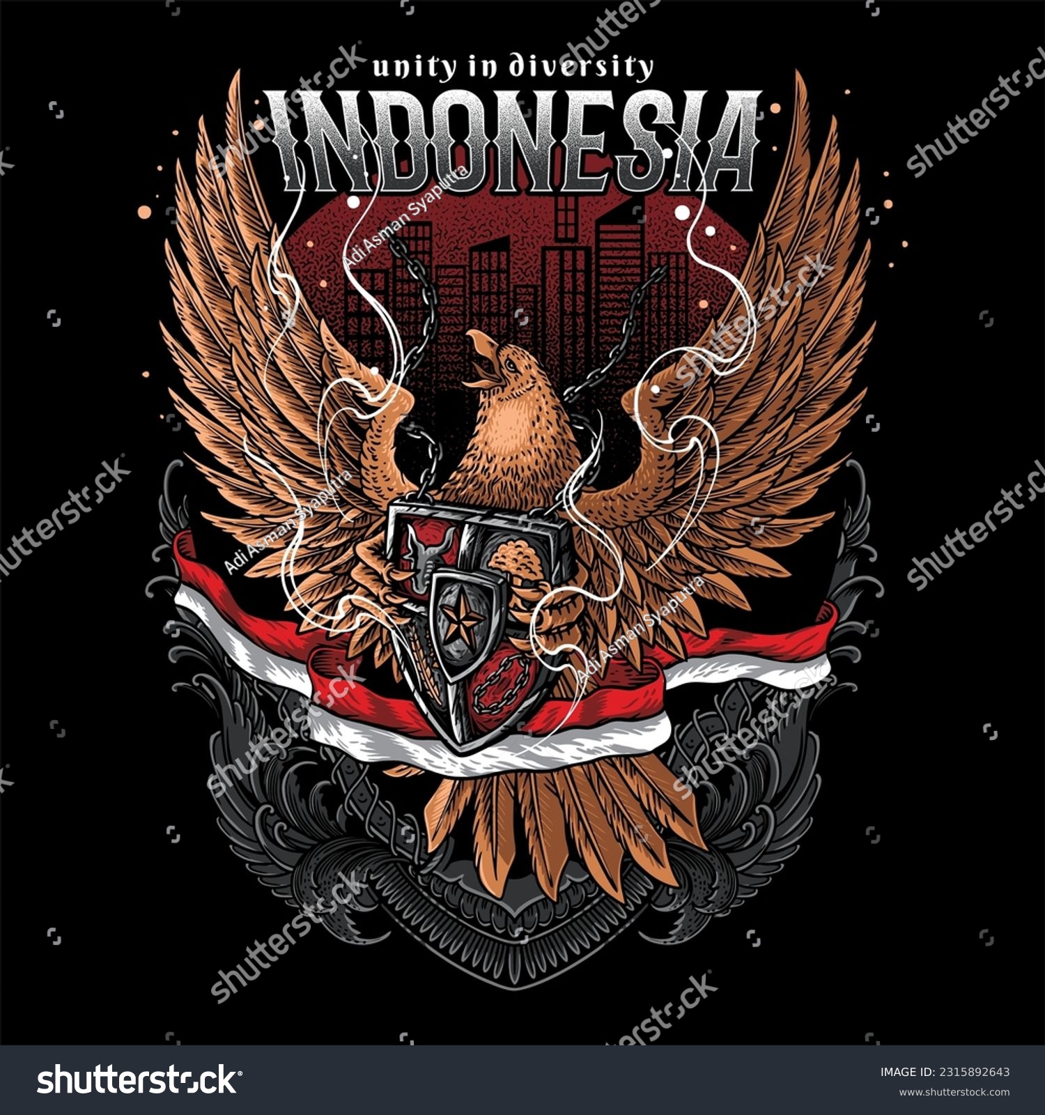 Vector Garuda Clutching Indonesian Flag With Royalty Free Stock Vector 2315892643