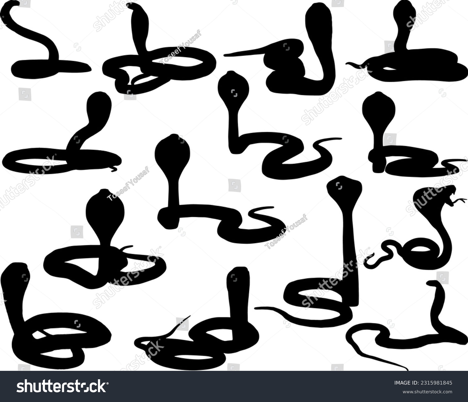 Set of Snakes Silhouette, Wild Animal, Dangerous - Royalty Free Stock ...