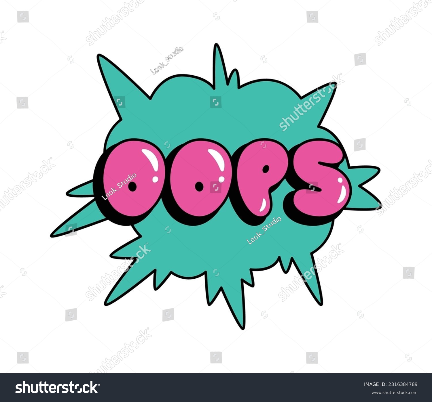 Oops Comic Sticker Vector Illustration - Royalty Free Stock Vector ...