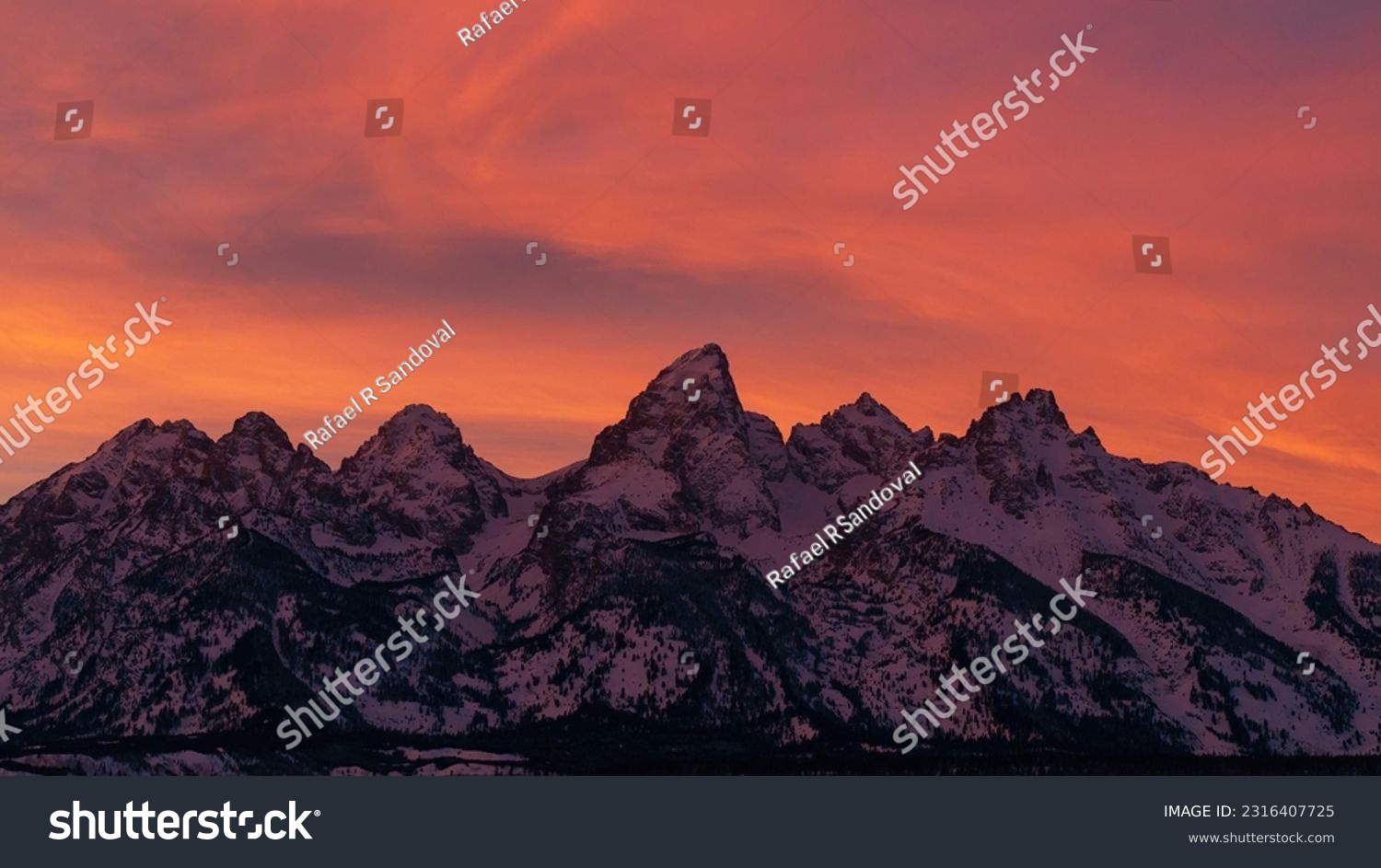 Sunset over the Teton Range of Jackson Hole, WY #2316407725
