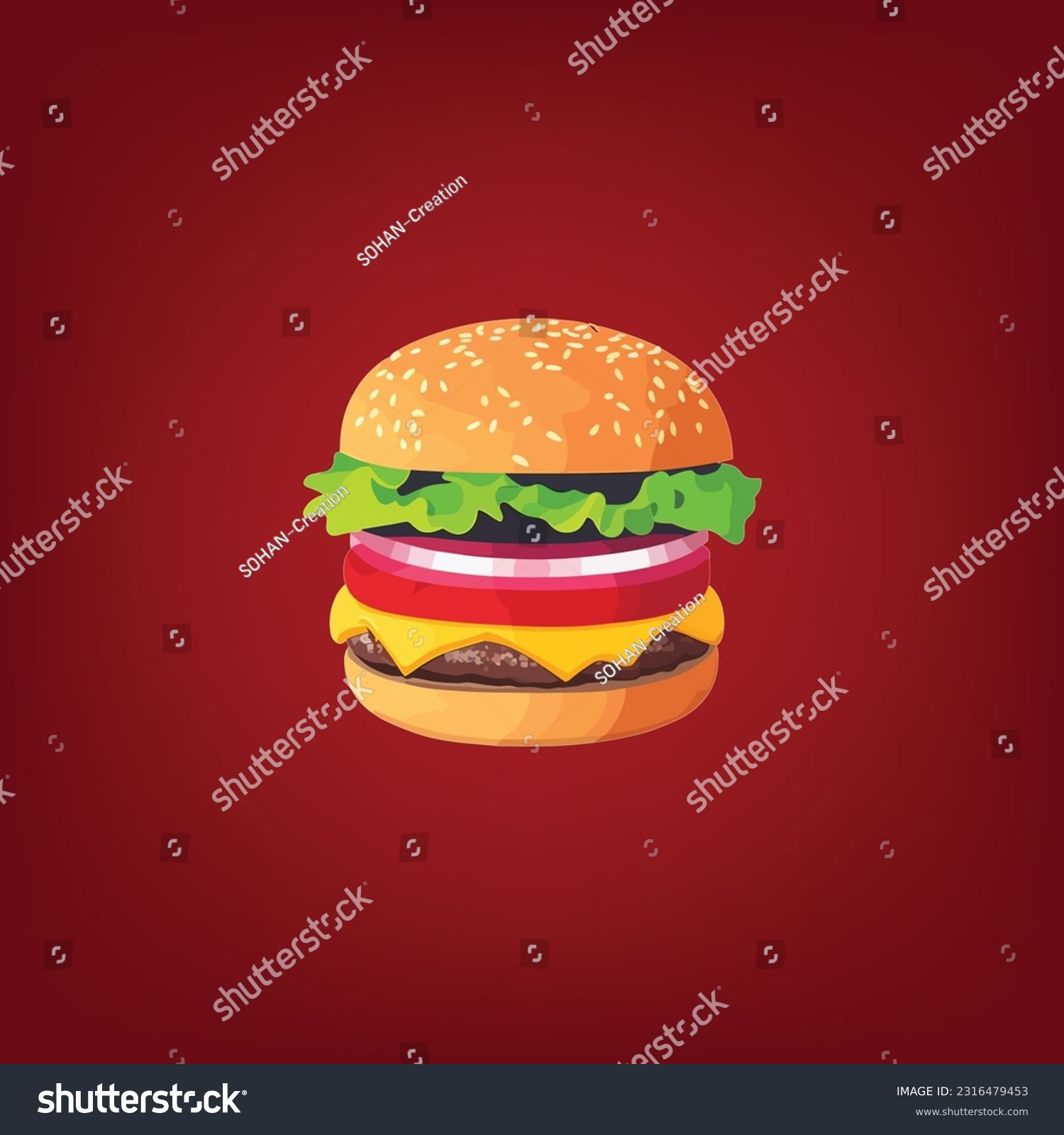 Nice hamburger Vector or cheeseburger Vector.  #2316479453