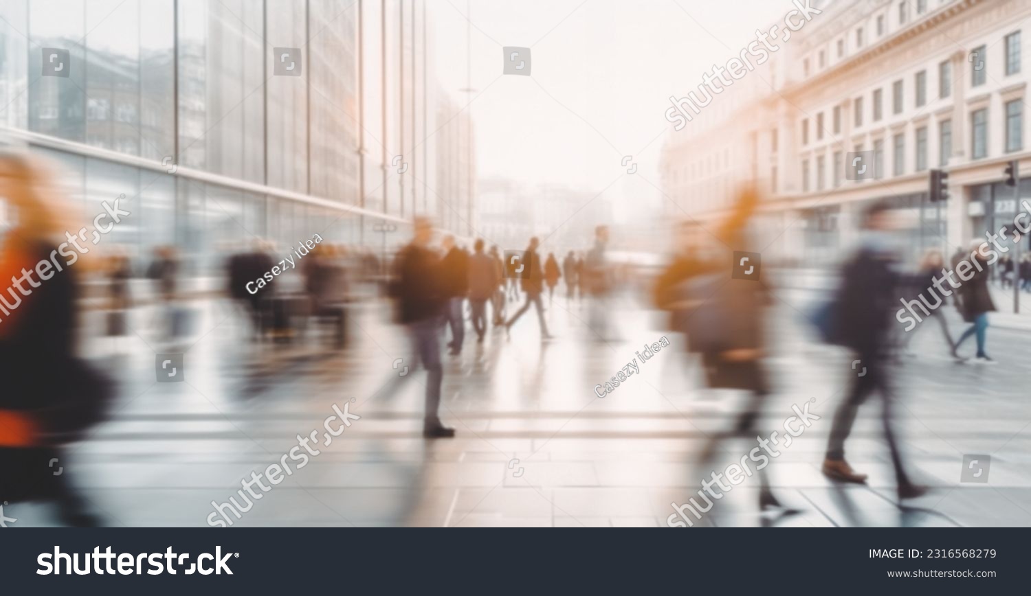 Beautiful motion blur of people walking in the morning rush hour, busy modern life concept. Suitable for web and magazine layouts. #2316568279