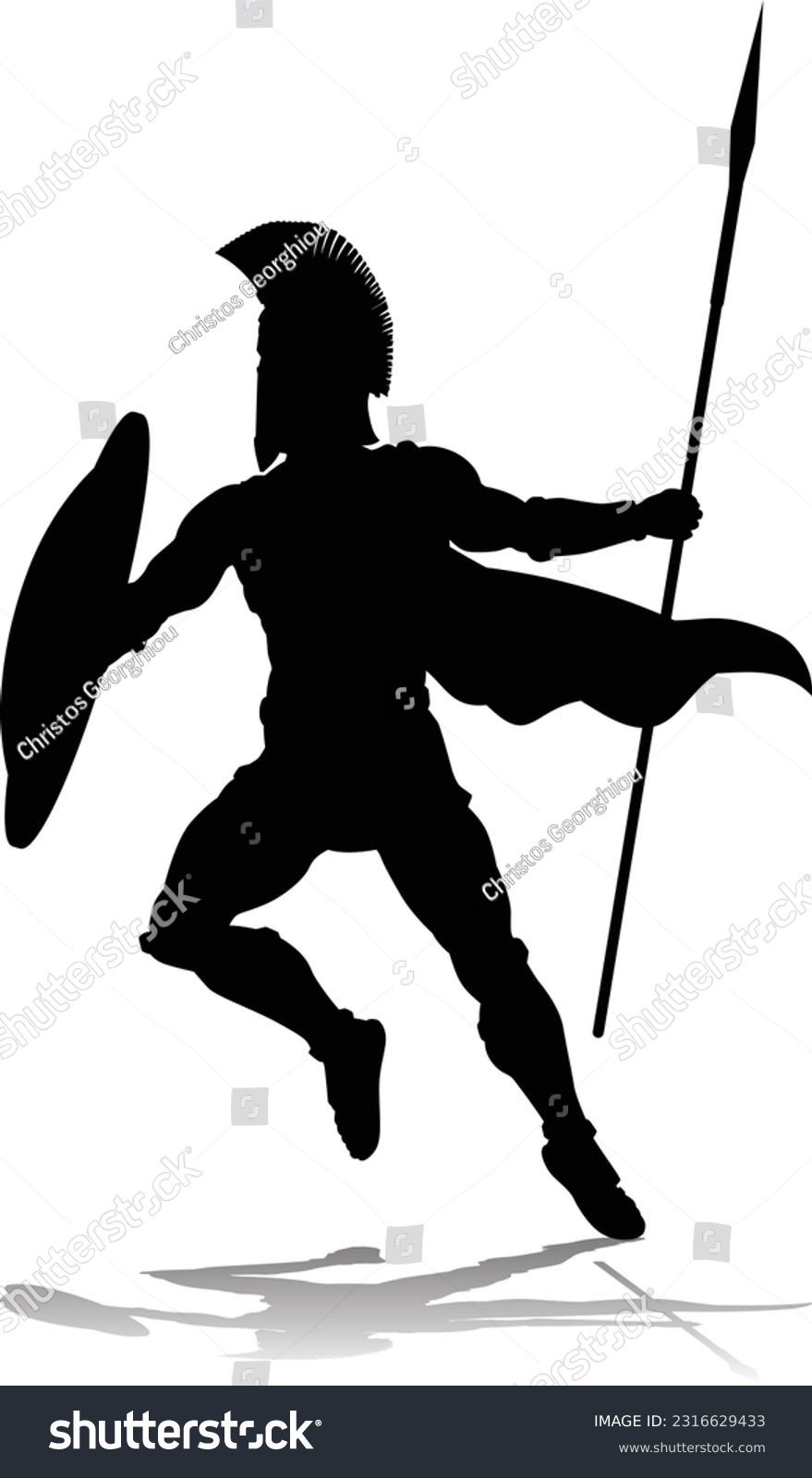 A Spartan or Trojan ancient Greek hoplite - Royalty Free Stock Vector ...