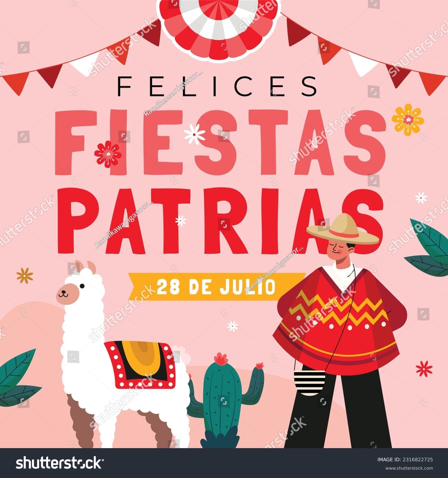 Felices Fiestas Patrias Peruvian Fiestas Royalty Free Stock Vector 2316822725 0902