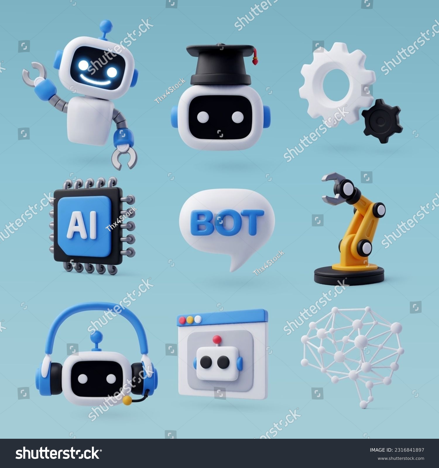 3d Vector icon of AI in science and business, Technology and engineering concept. Eps 10 Vector. #2316841897