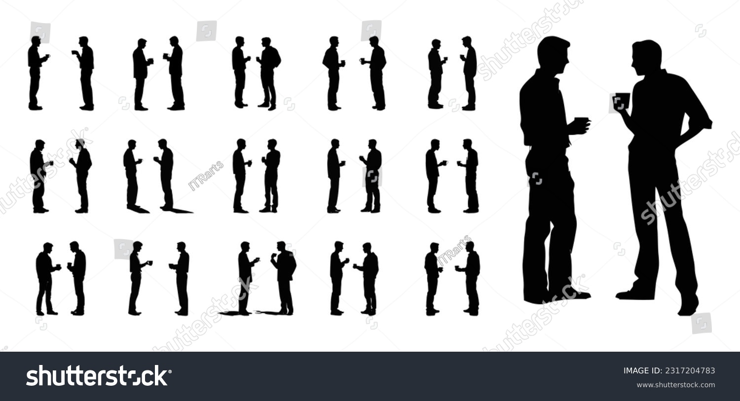 set of silhouettes of various poses of two men - Royalty Free Stock ...