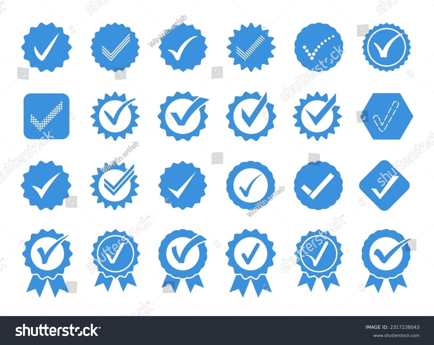 Blue check mark icons. Profile verification - Royalty Free Stock Vector ...