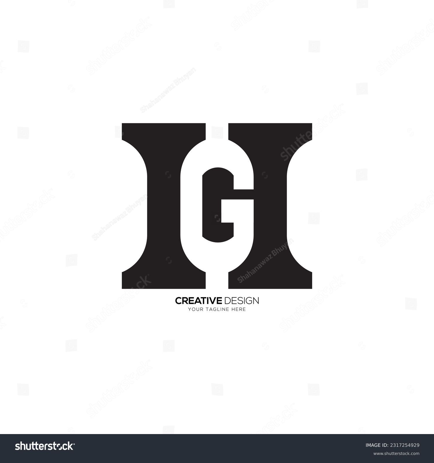 Letter GH with negative space classic monogram - Royalty Free Stock ...