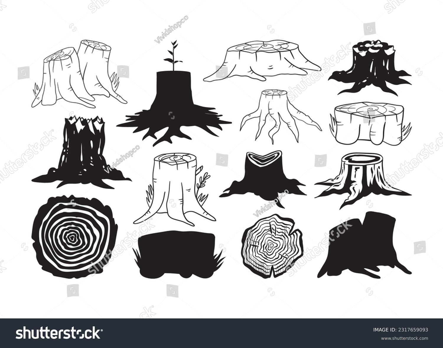 Tree Stump Vector For Print, Tree Stump Clipart, - Royalty Free Stock ...