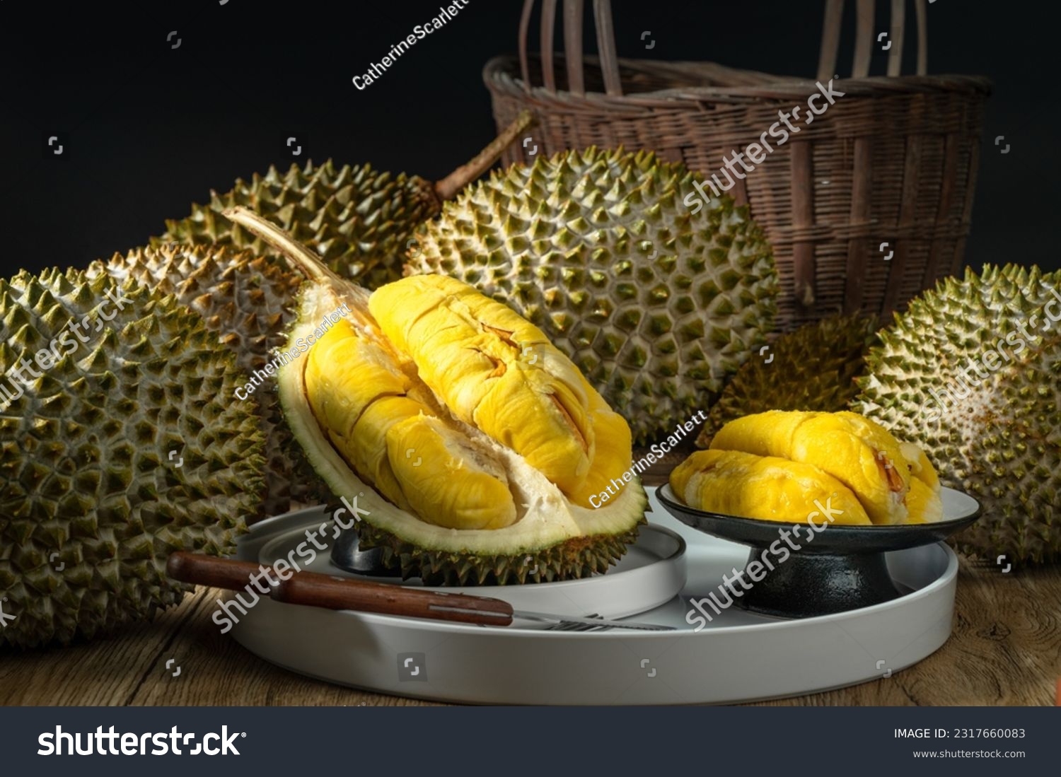Musang King durian, indoor close-up, kitchen #2317660083
