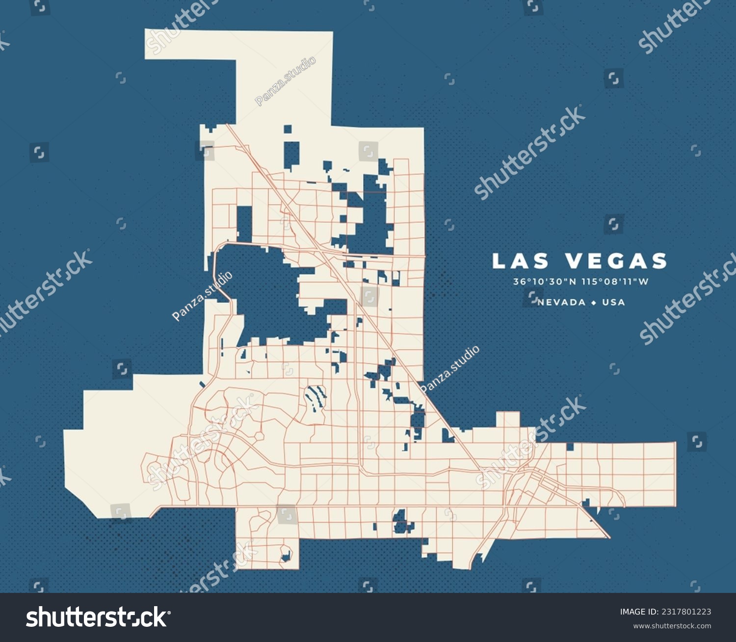 Las Vegas map vector poster flyer - Royalty Free Stock Vector ...