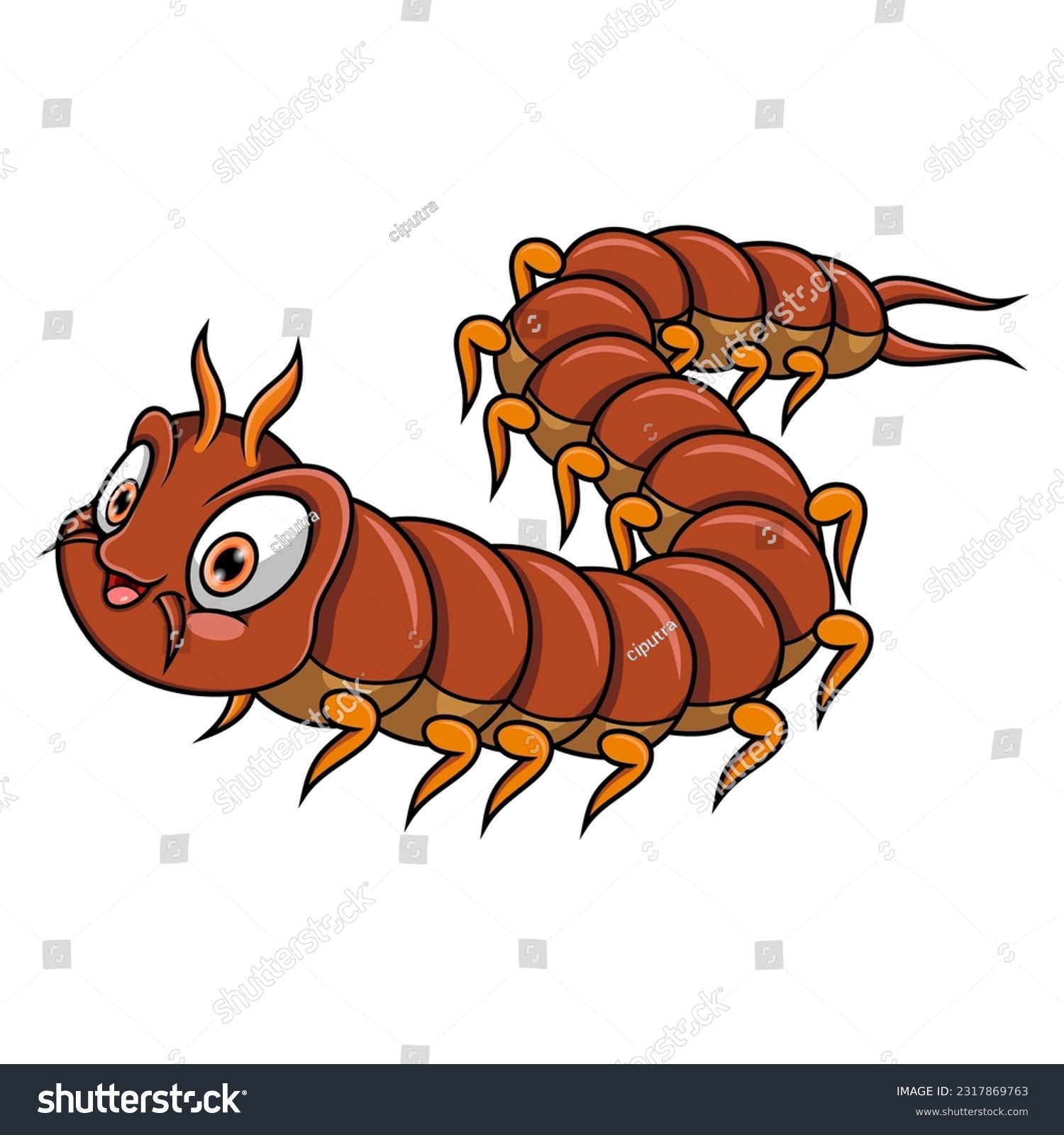 Cartoon centipede isolated on white background - Royalty Free Stock ...