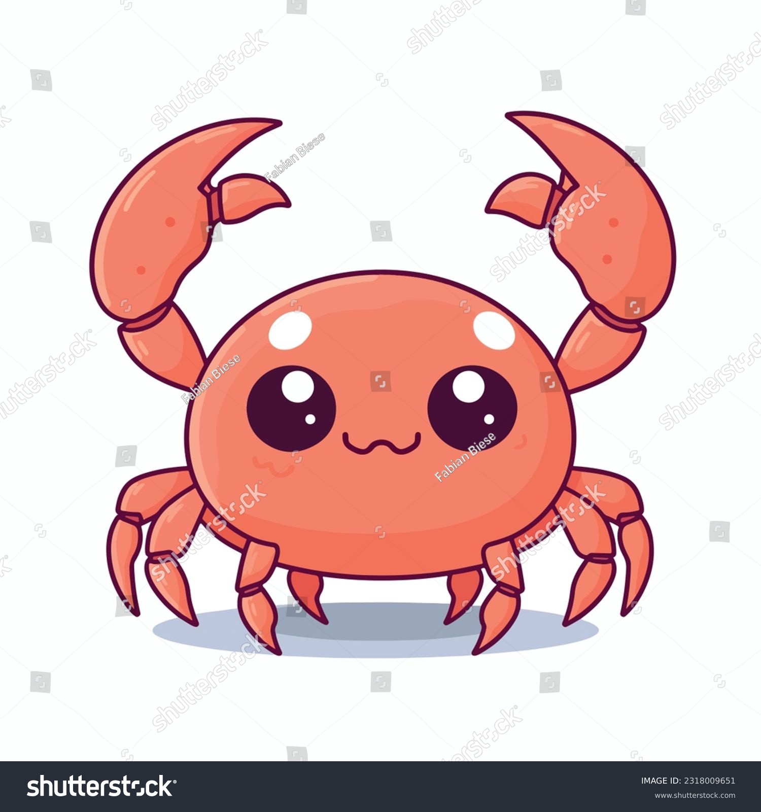 Cute crab illustration crab kawaii chibi vector - Royalty Free Stock ...