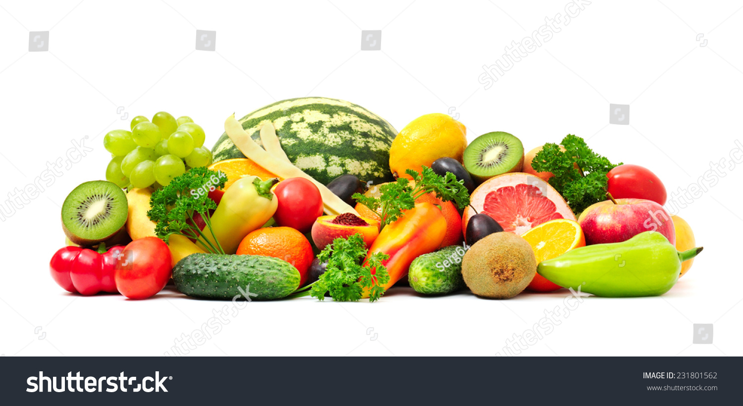 Collection fruit and vegetables on white #231801562