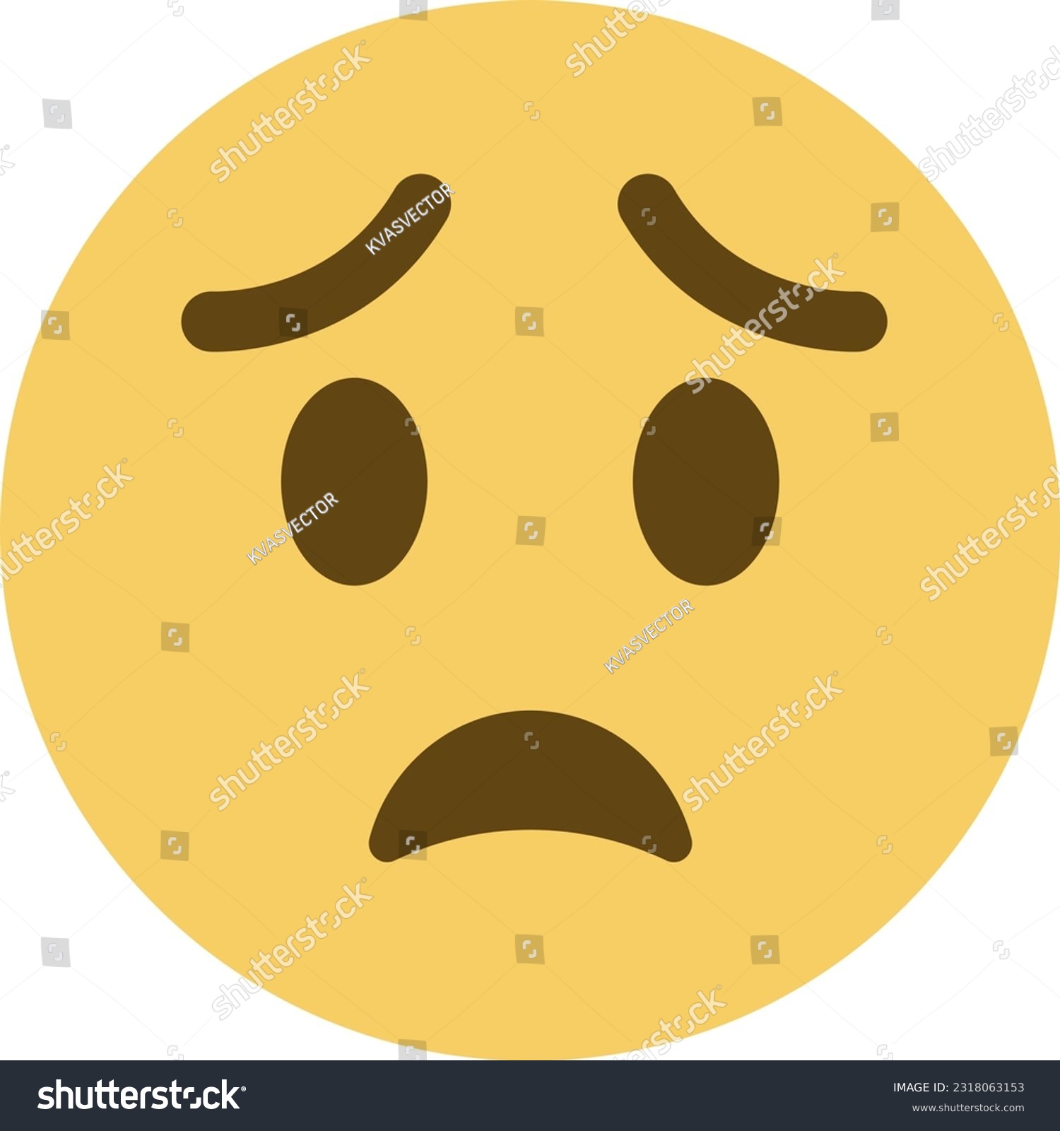 Worried Face emoji vector icon. A yellow face - Royalty Free Stock ...