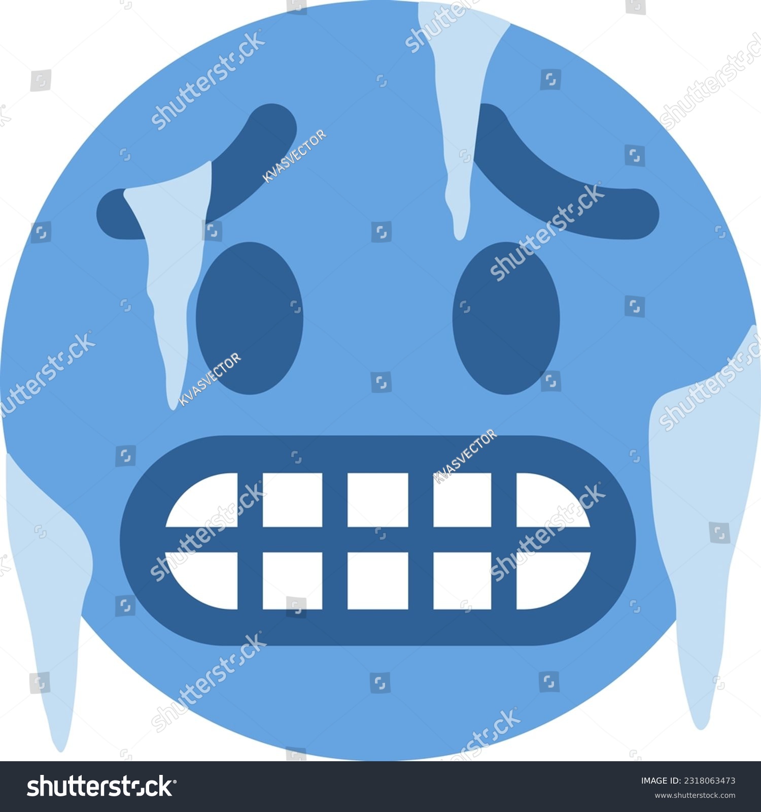 Cold emoji. Freezing emoticon, icy blue face - Royalty Free Stock ...