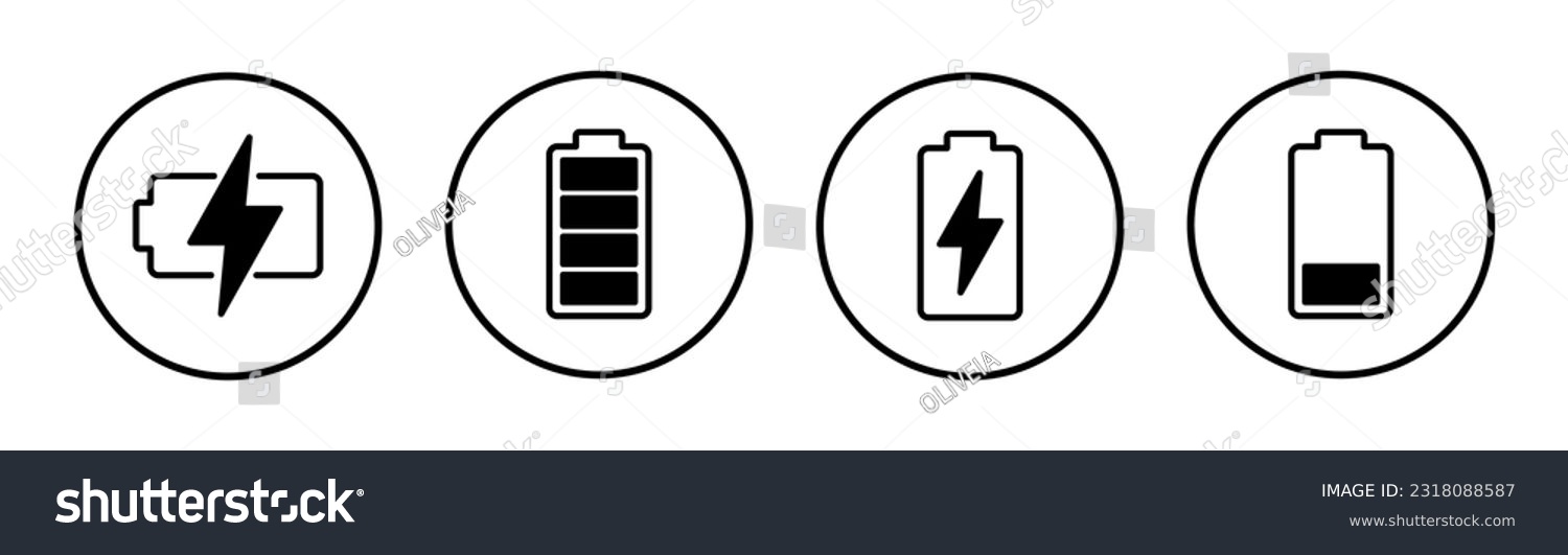 Battery icon set illustration. battery charging - Royalty Free Stock ...