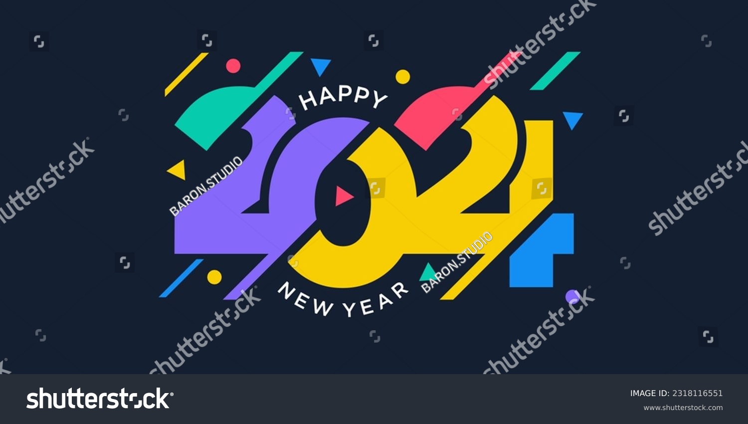 2024 Happy New Year Logo Design Vector. Colorful - Royalty Free Stock 