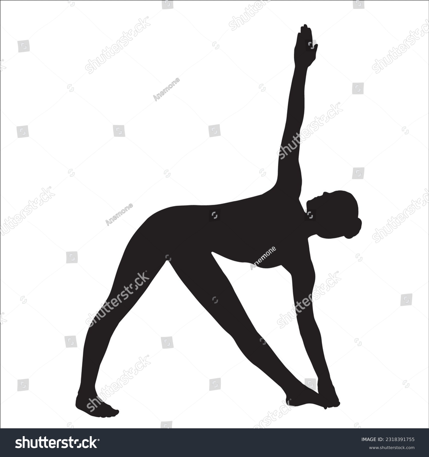 Silhouette Yoga pose vector illustration. Woman - Royalty Free Stock ...